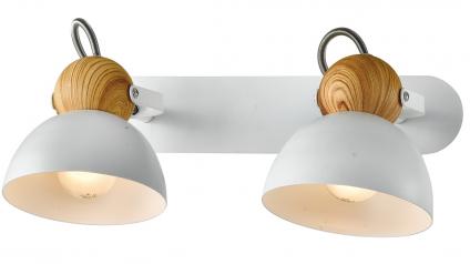 Спот 23390/2 WH+WOOD белый+дерево 2x40W E14 h135, 24